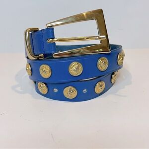 Vintage The Limited Leather Lion Head Studded Blue Belt